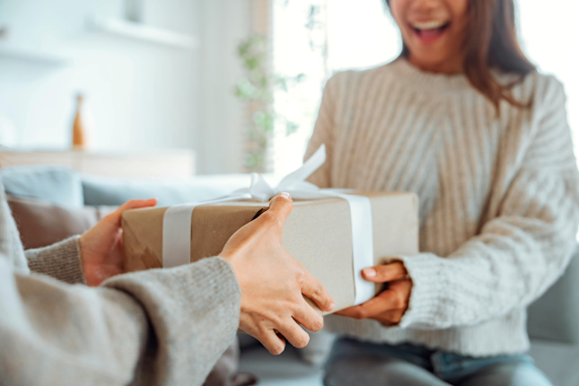 woman receiving gift