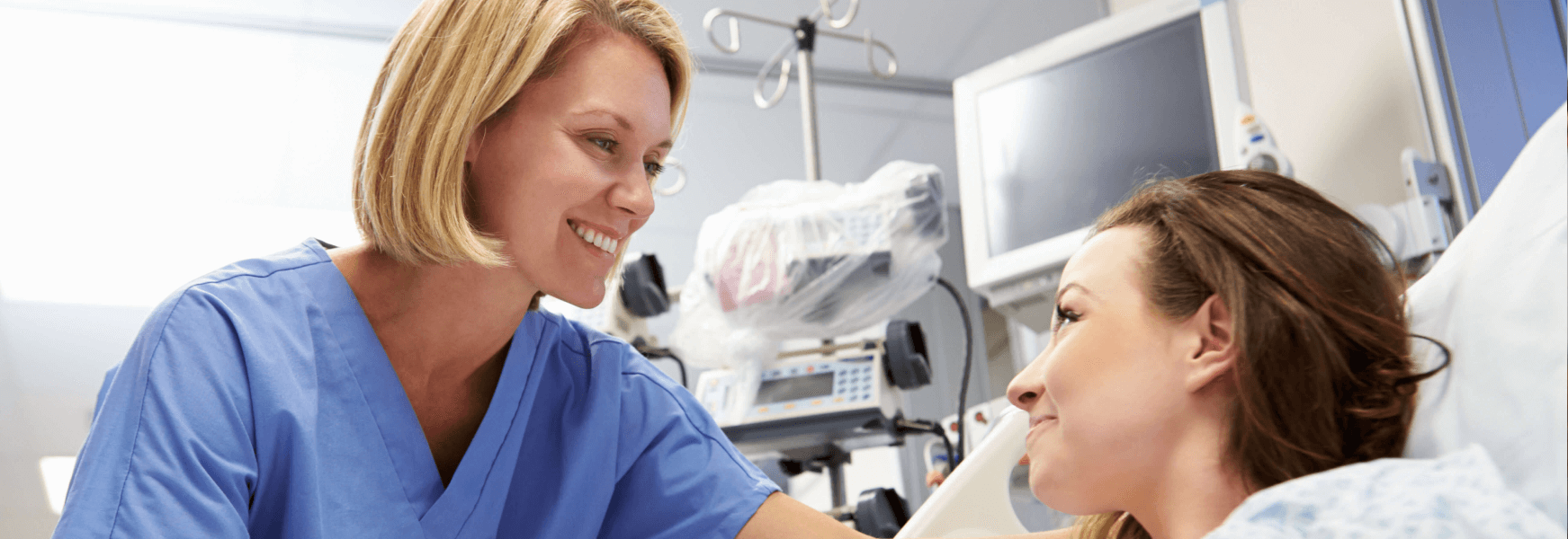 a person and a child in a hospital