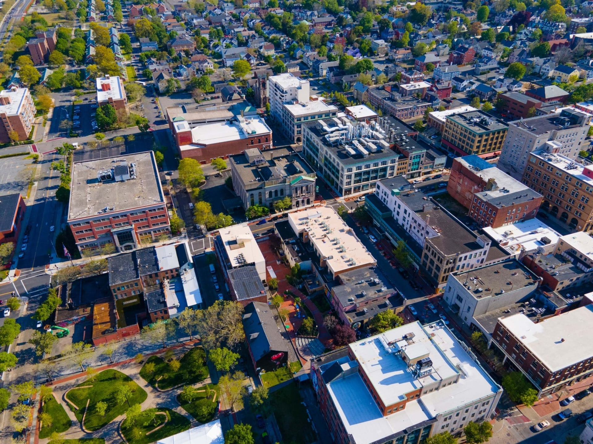 a aerial view of a city